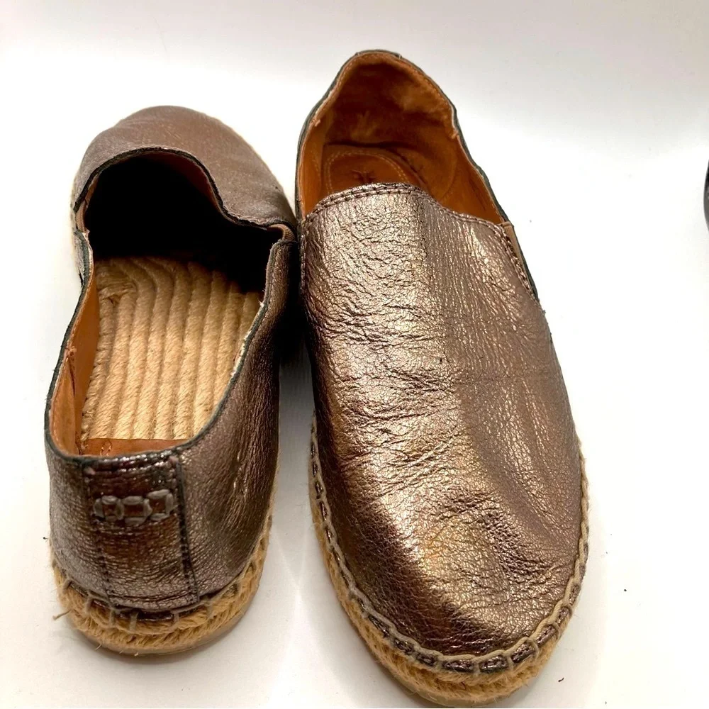 Frye Isabel Metallic Gold Slip on Espadrilles womens 6.5